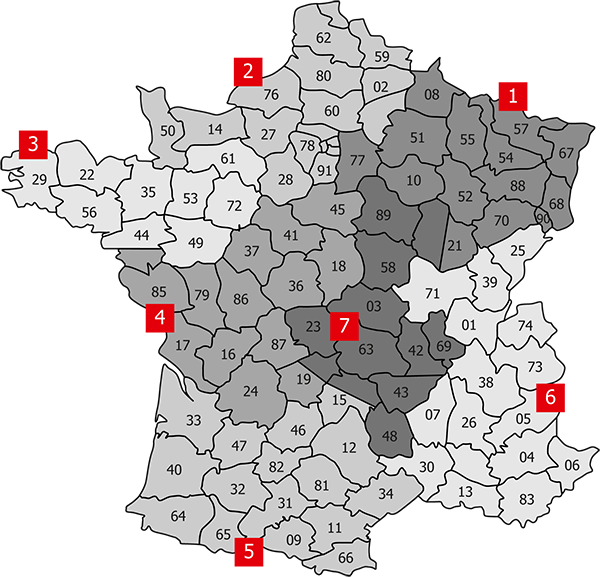 Außendienstlandkarte-France