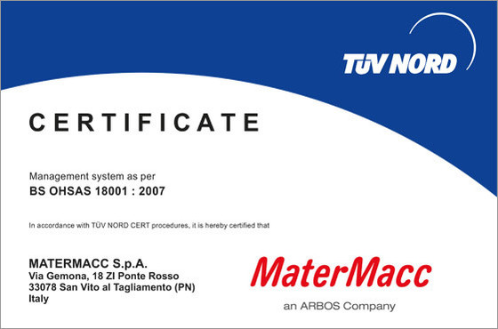 Certificate BS OHSAS 18001:2007